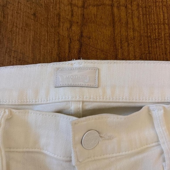 Mother Denim White High Waisted Flare Jeans Raw Hem Frayed Trim White 28 - Picture 3 of 4